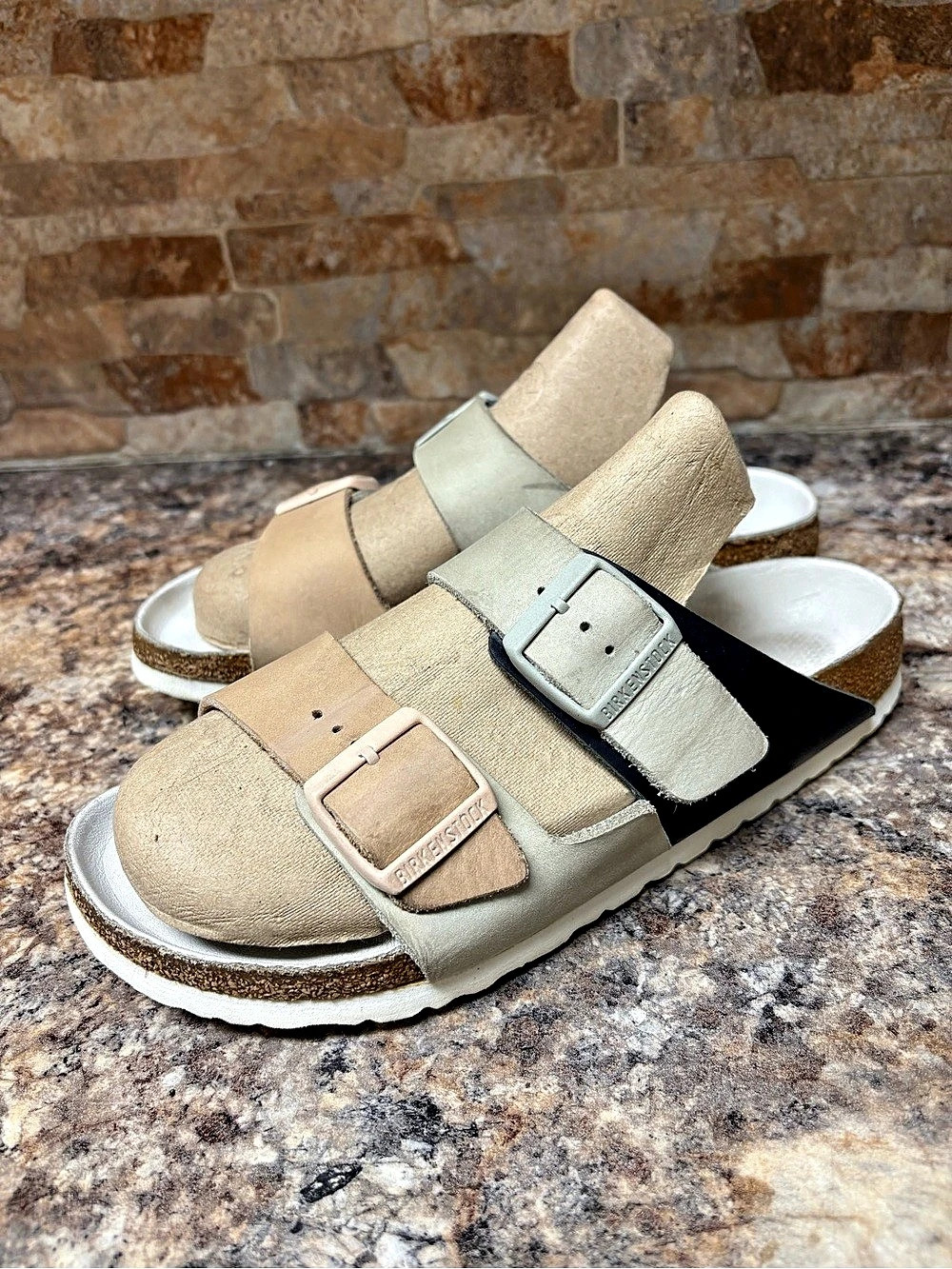 Birkenstock Arizona Color block Mineral/Light Rose Nubuck Sandals Size 39 US 8
